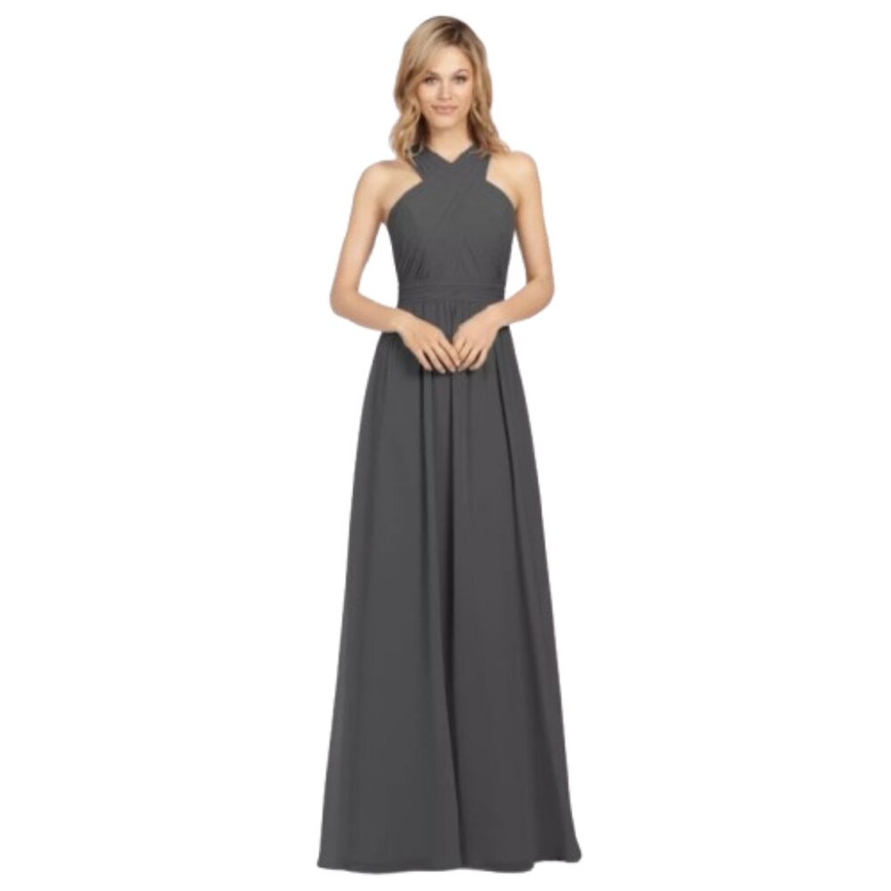 NWT Women Plus Size 28 Hayley Paige Occasions Crossover Chiffon Formal Dress NEW
